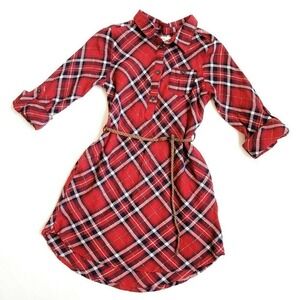 LOGG Red Plaid Shirt Dress 7 Belted